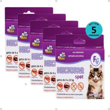 Imagem de Kit Antipulgas Hectopar Mon Ami 1ml - Gatos de 4 a 10kg C/ 5 unidades