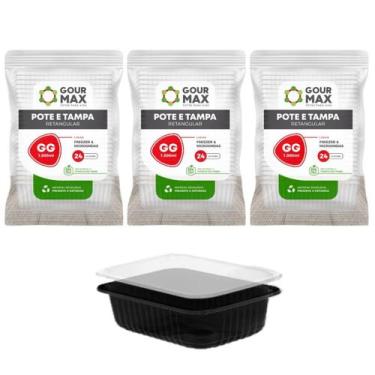 Imagem de Pote Preto C/ 72un 1000ml 1l Descartável Marmita Freezer Microondas Fi