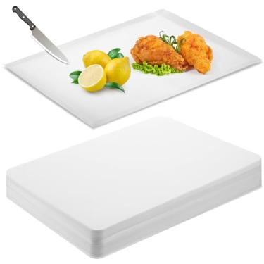 Imagem de Hushee 60 folhas descartáveis de tábua de corte, 25 x 33 cm, tapete de corte de plástico flexível, grandes tábuas de cortar para cozinha, cozinhar, viajar, acampar, churrasco