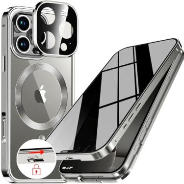 Imagem de Upholyee [Anel de metal CD e bloqueio automático pop-up capa magnética de privacidade para iPhone 16 Pro Max [compatível com MagSafe] [proteção de lente integrada] Capa de proteção de corpo inteiro