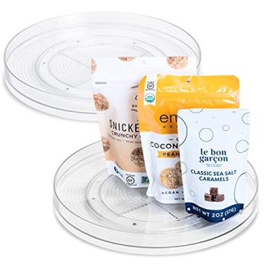 Imagem de Smart Design Organizador giratório Susan para toca-discos – (29 cm) – Resina livre de BPA – alimentos, condimentos, assar, geladeira, freezer, bancada, armário, despensa – Cozinha [transparente] – Conjunto de 2