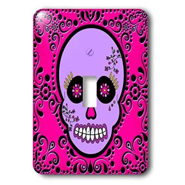 Imagem de 3dRose lsp_28869_1 Day of the Dead Día de los Muertos Sugar Skull Purple Pink Black Scroll Switch Switch