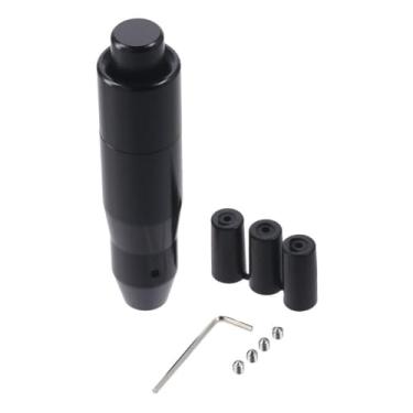 Imagem de Maçaneta de mudança automática preta com botão de botão, alavanca de câmbio de liga de alumínio, cabeça de engrenagem longa para a maioria dos carros e caminhões