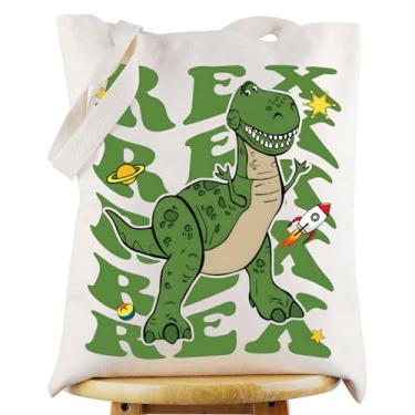 Imagem de WZMPA Sacola divertida Rex Dinossauro Rex Lover Presente Rex Desenhos Animados Reutilizáveis Mercadoria Rex, Bolsa Rex, Large