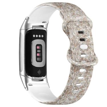 Imagem de Pulseira esportiva macia compatível com Fitbit Charge 5/Fitbit Charge 6 (marrom mosaico brilhante)