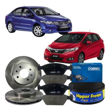 Imagem de Kit Disco Freio Dianteiro Pastilha Honda City 2009 Á 2014 - HIPPER FRE