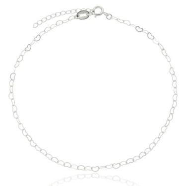 Imagem de Tornozeleira Prata 990 Desenho de Coração Feminina Delicada - Enzara J