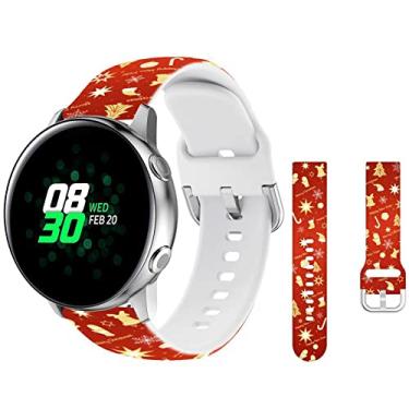 Imagem de HYHMXB Pulseiras chiques respiráveis de Natal festivas compatíveis com Samsung Galaxy Watch 42 mm/Active/Active2 40/44 mm/Galaxy Watch 4/S2 Classic/Gear Sport/S4 R720 R730, pulseira de silicone macio
