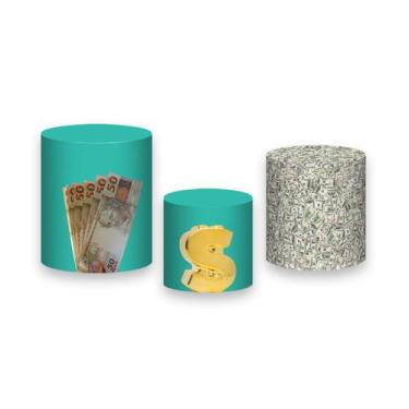 Imagem de Trio De Capa Cilindro - Estampa Dolar Reais 001 - Via Cores