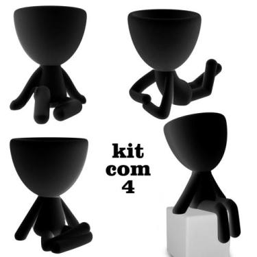 Imagem de Kit Com 4 Vasos Decorativos Preto Robert Plant Suculentas - MarxGreg 3