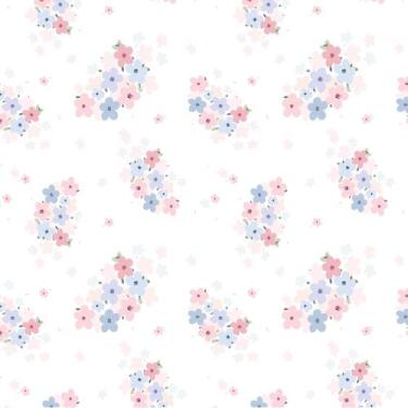 Imagem de Papel de Parede Floral Rosa e Lilás Mini Infantil 2,70x0,57m - Quartin