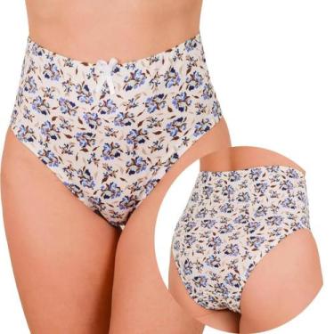 Imagem de Kit 10 Calçolas Plus Size Cintura Alta Senhora Estampada Laterais Larg