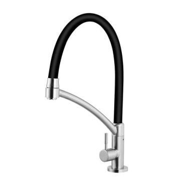 Imagem de Torneira Cozinha Gourmet Mesa Tubo Flexível Extensível Preto - Modelar