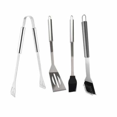 Imagem de Kit Pegador Pinça Churrasco Gourmet Aço Inox 4 peças - Clink