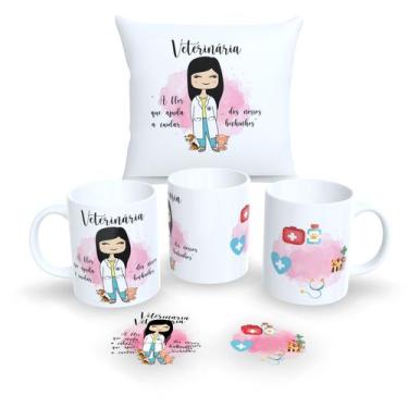 Imagem de Kit Com Almofada 30x30cm e Caneca de Porcelana Profissões Fofas - Esta