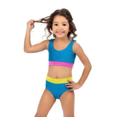 Imagem de Biquíni Infantil Juvenil Tecido com Textura 3D - Kosh, Azul, 16
