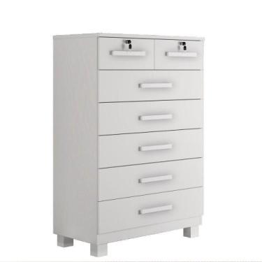 Imagem de Cômoda New Barcelona 7 Gavetas Com Chave Benetil Móveis Branco