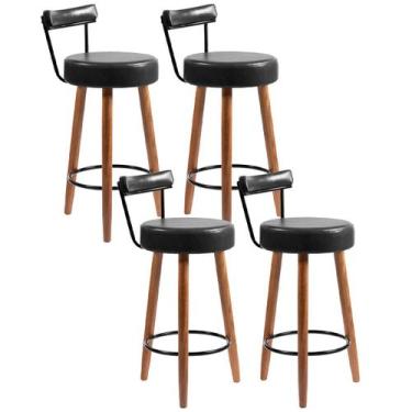 Imagem de Kit 4 Banquetas Decorativas Napoles material sintético Preto SalaOne