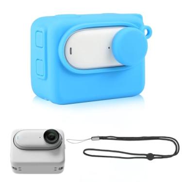 Imagem de PULUZ Capa protetora de silicone para câmera Insta360 GO 3, capa protetora de silicone macio com tampa de lente e cordão antiperda como acessórios para Insta360 GO 3 (azul)