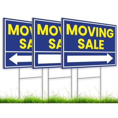 Imagem de 3X Kit de sinalização de venda móvel dupla face 30,5 x 40,6 cm - Sinal de venda de imóveis em plástico - Para venda pelo proprietário Sinalização grande - Placa de venda móvel para agentes