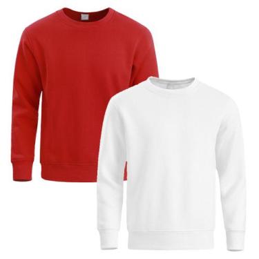 Imagem de Kit 2 Moletom Masculino Liso Treino Frio Gola Careca Slim - Quero Shoe