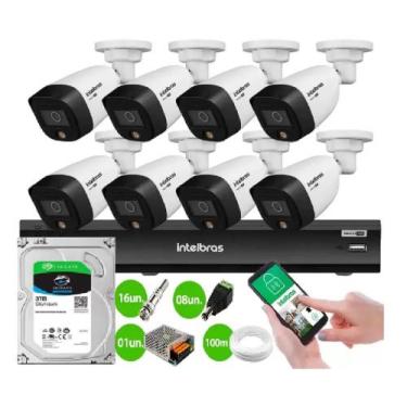 Imagem de Kit 8 Câmeras Segurança VHD 1220 B Full Color Full HD 1080p Gravador i
