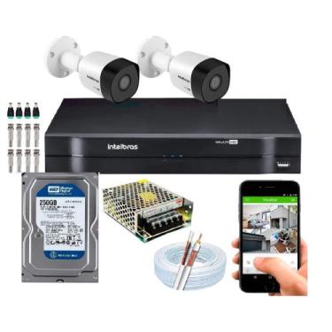 Imagem de Kit Cftv 2 Câmeras De Segurança Intelbras Bullet IR 20 metros E Dvr Mh
