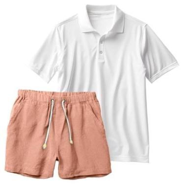 Imagem de Conjunto Masculino Camiseta Polo e Short Linho Moda Praia Luxo Premium-Unissex