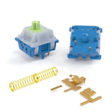 Imagem de Kakiwutj Interruptores de teclado mecânicos, interruptores lineares de mola banhados a ouro de dois estágios Gateron CM 3.0, lubrificados de fábrica, 90 peças, 5 pinos, 20 mm, 55gf