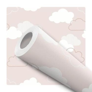 Imagem de Papel De Parede Vinílico Nuvens Fundo Nude Quarto Infantil 5m - DELIQU