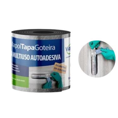 Imagem de Fita Multiuso Autoadesivo Tapa Goteira Aluminio 15cm Viapol