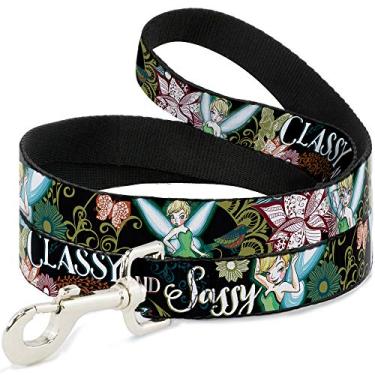 Imagem de Buckle-Down Coleira para animais de estimação - Colagem floral Tinker Bell elegante e atrevida - 1,8 m de comprimento - 3,8 cm de largura