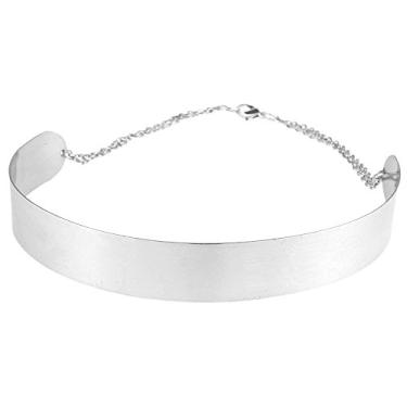 Imagem de Gargantilha de metal brilhante ZAD de 1,5 cm de largura, 38,1 a 45,7 cm (banhada a ouro ou prata)