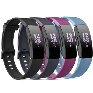 Imagem de Vancle Pacote com 4 pulseiras para Fitbit Inspire 2/Fitbit Inspire HR para mulheres e homens, pulseira esportiva de silicone macio ajustável para Fitbit Inspire 2/Inspire HR/Inspire/Ace 3/Ace 2