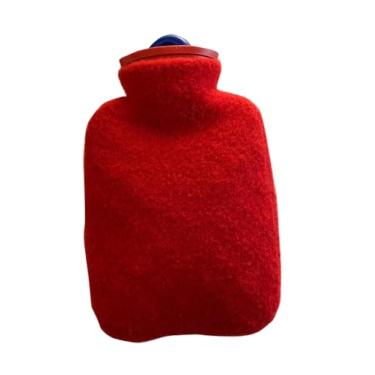Imagem de Garrafa de água quente com tampa, bolsa de água quente de 800 ml para compressa quente e fria, aquecedor de pés de mão para inverno - vermelho