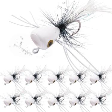 Imagem de Iscas para pesca com mosca, moscas secas, robalo, sortido Topwater Panfish Bluegill Poppers Crappie Bug Bug Moscas, peixe-sol, truta, salmão, moscas, kit para pesca com mosca