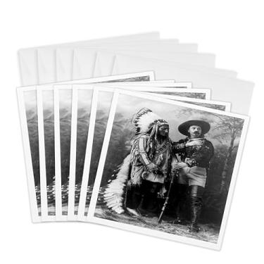 Imagem de 3dRose Cartões de felicitações, 15 x 15 cm, pacote com 6, Buffalo Bill 1895, preto e branco (gc_16254_1)