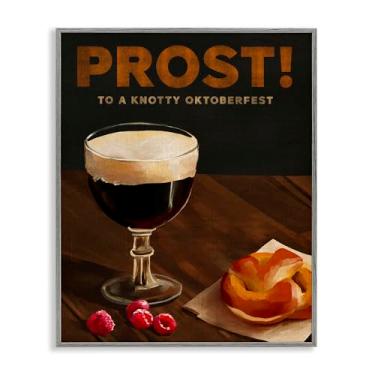 Imagem de Stupell Industries Prost Beer & Pretzel Framed Giclee Wall Art Design por The Whiskey Ginger, moldura cinza, 61 x 76 cm