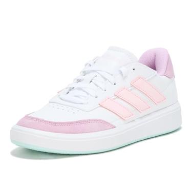 Imagem de adidas Tênis esportivo infantil unissex Courtblock, Branco/Rosa Claro/Lilás Bliss, 6.5 Big Kid