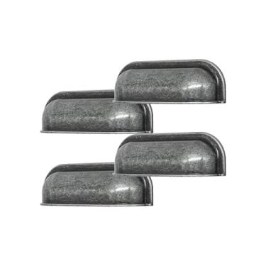 Imagem de 4 Uni Puxador Concha Quadrado Para Gaveta Armário Comoda 64mm (Prata Envelhecido)