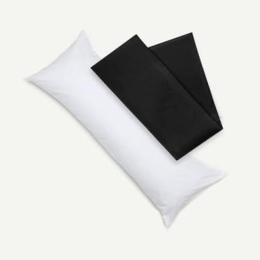 Imagem de Travesseiro Corpo Body Pillow 1,50m + Fronha Algodão Preta