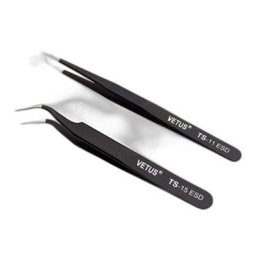 Imagem de Kit 2 Pinças De Alongamento De Cílios Fio A Fio Vetus - Vetuz