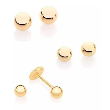 Imagem de Brincos Primeiro E Segundo Furo Detalhes De Coração Rommanel, Dourado