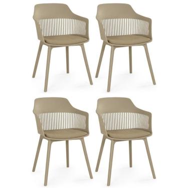 Imagem de Kit 4 Cadeiras De Jantar Estofada Marcela - Nude Escuro