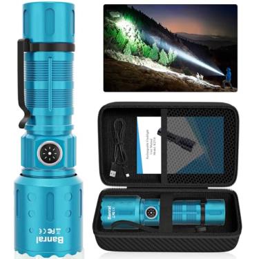 Imagem de Banral Lanternas de alto lúmens, recarregáveis, super brilhantes, de longo alcance, pequena e potente, 6 modos, bolso tático, à prova d'água, luz de flash para emergência doméstica (1, turquesa)