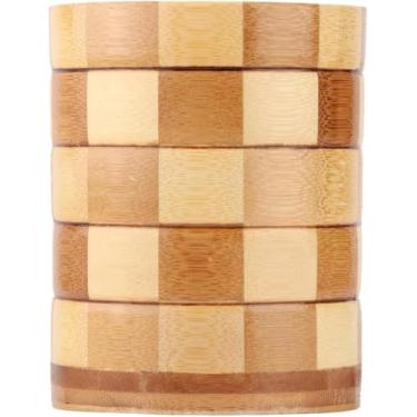 Imagem de Organizador de Utensílios em BAMBU TRATADO Design Xadrez, para Cozinha, Marrom e Natural