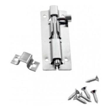 Imagem de Trinco de porta ferrolho inox 3" padrão todas as portas - Monaliza