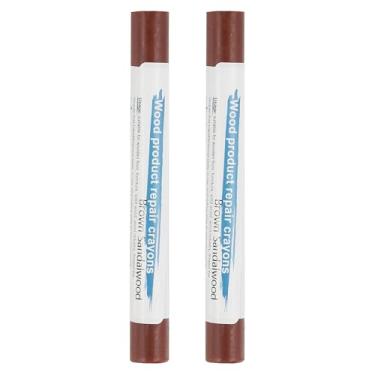 Imagem de PATIKIL Giz de cera para reparo de móveis, 2 peças de cera de madeira, gizes de cera de madeira para arranhões e mesas de madeira, marrom