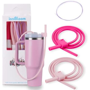 Imagem de Canudos longos extensíveis para copo Stanley, pacote com 2 canudos de silicone reutilizáveis de 89 cm - certificado CPC, serve para copo de 1,134 g e garrafa de água grande, acessórios de canudo