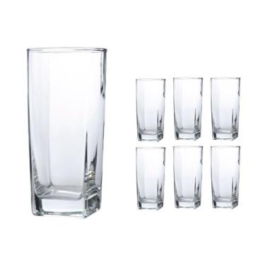 Imagem de Copo vidro Quadrado Transparente Mesa Posta 320ml 6 Unidades - PRATICA